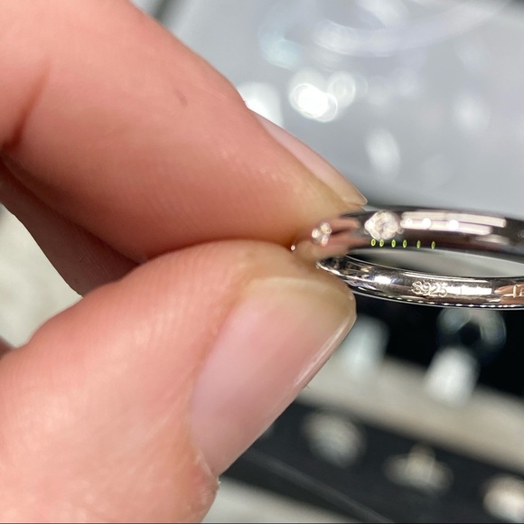 3 Stone Diamond Moissanite Stacking Wedding Band Ring - Picture 11 of 11